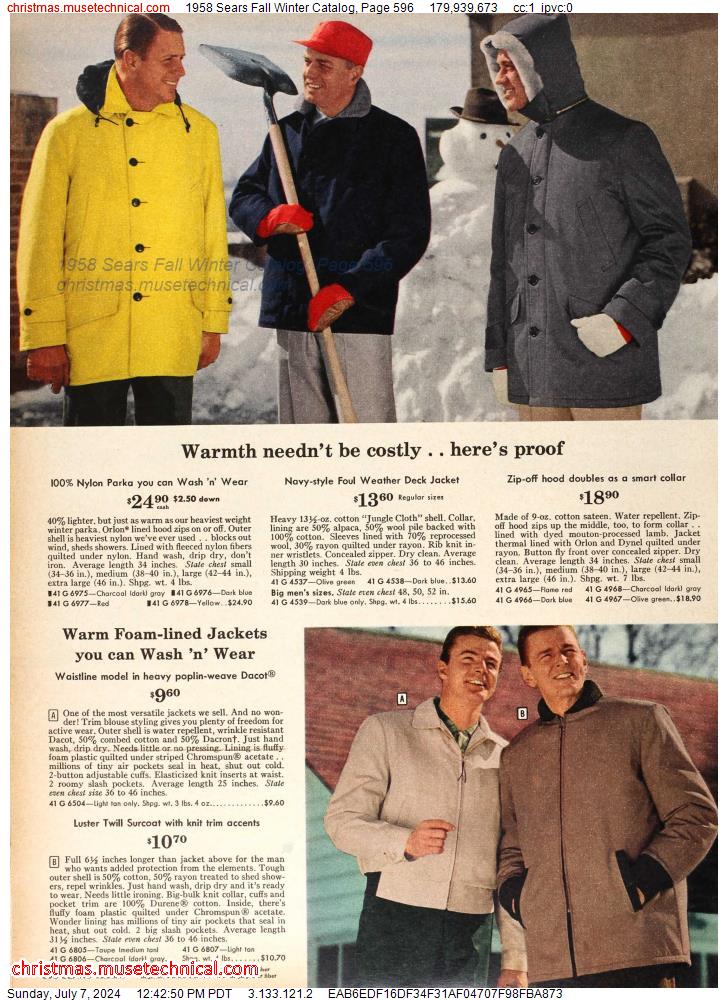1958 Sears Fall Winter Catalog, Page 596