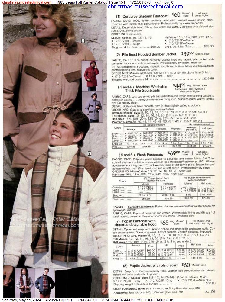 1983 Sears Fall Winter Catalog, Page 151