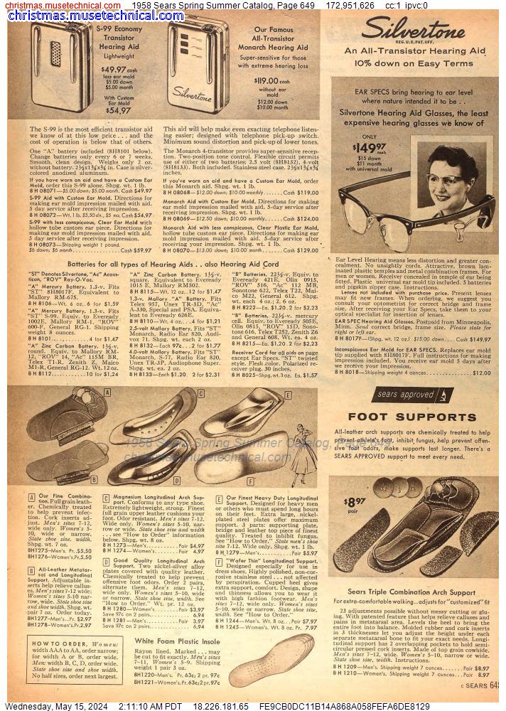 1958 Sears Spring Summer Catalog, Page 649