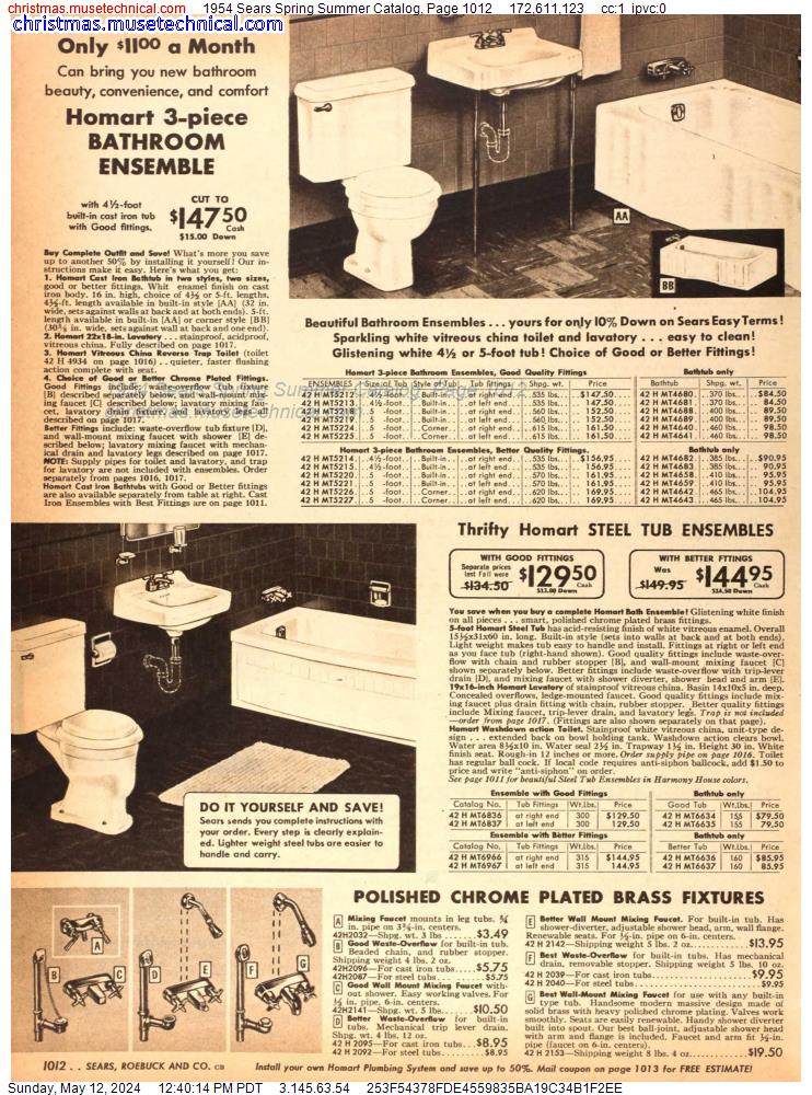 1954 Sears Spring Summer Catalog, Page 1012