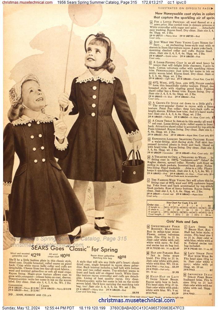 1956 Sears Spring Summer Catalog, Page 315