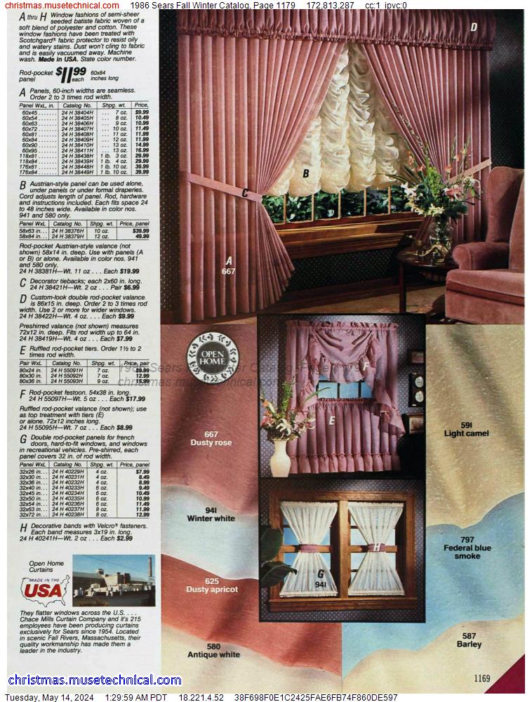 1986 Sears Fall Winter Catalog, Page 1179