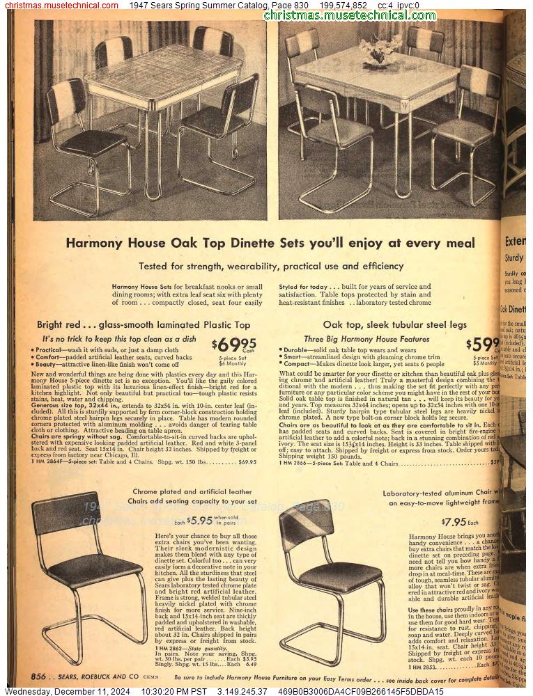 1947 Sears Spring Summer Catalog, Page 830