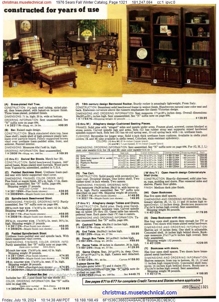 1976 Sears Fall Winter Catalog, Page 1321