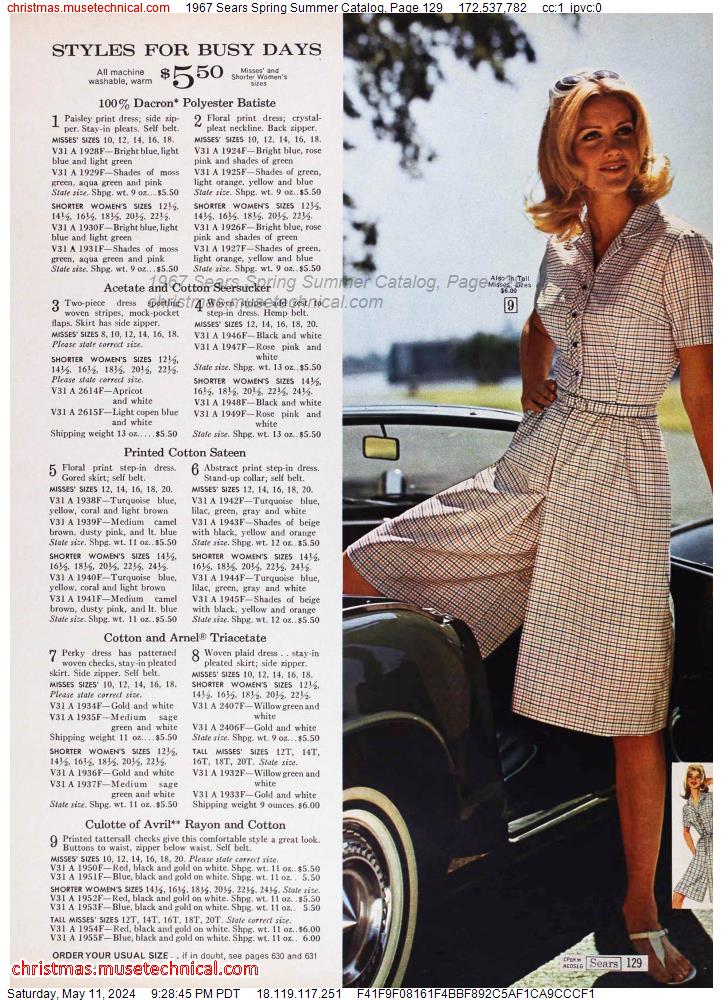 1967 Sears Spring Summer Catalog, Page 129