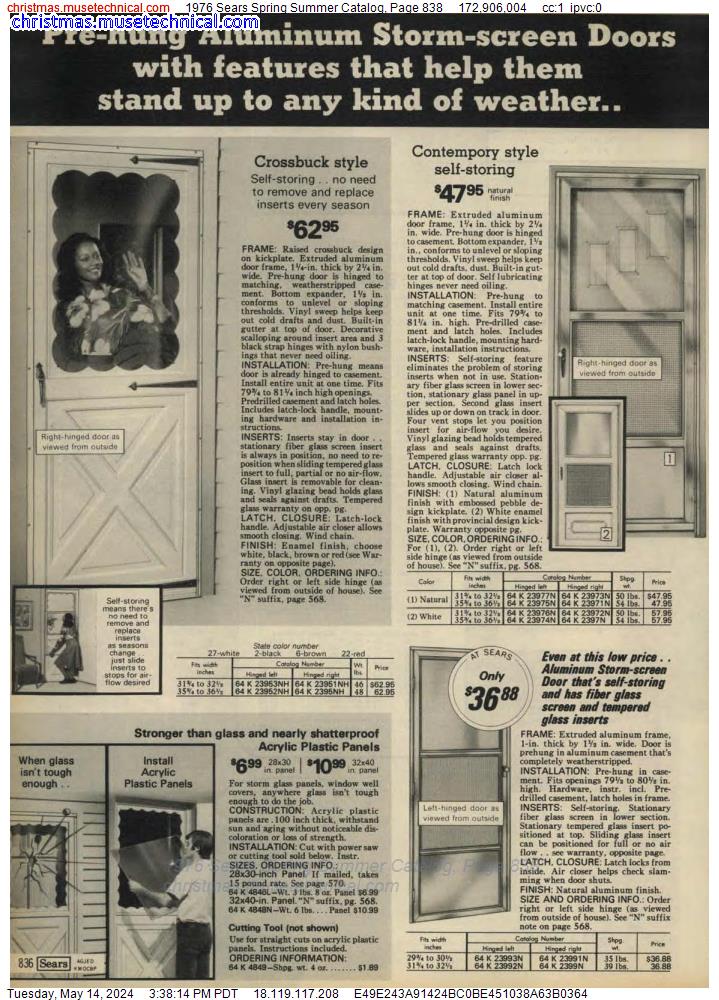 1976 Sears Spring Summer Catalog, Page 838