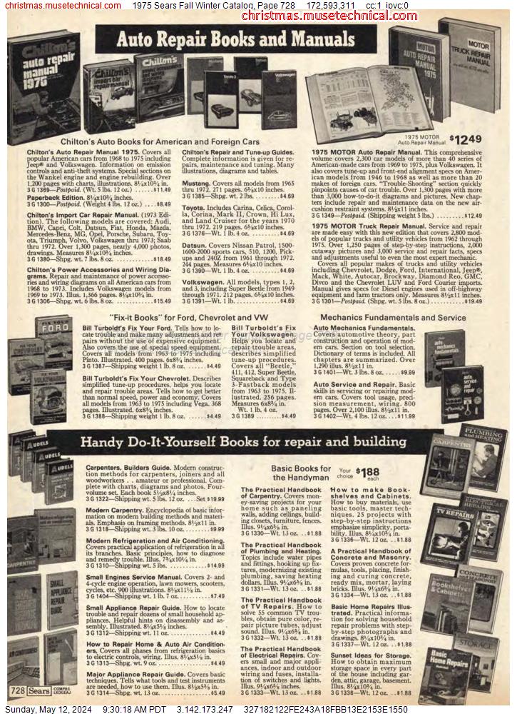 1975 Sears Fall Winter Catalog, Page 728