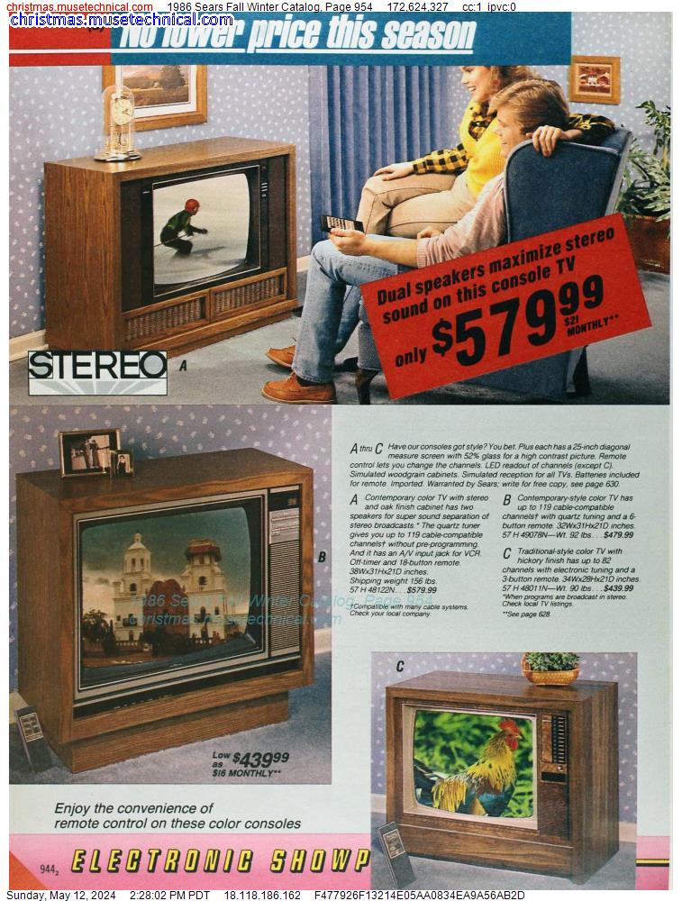 1986 Sears Fall Winter Catalog, Page 954