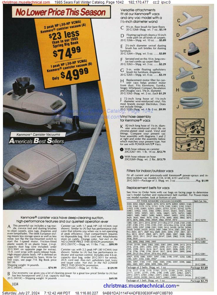 1985 Sears Fall Winter Catalog, Page 1042