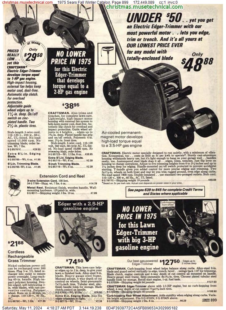 1975 Sears Fall Winter Catalog, Page 899
