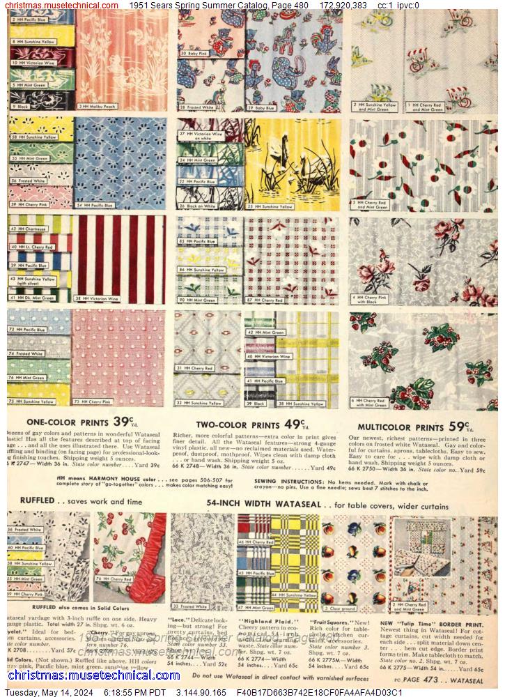 1951 Sears Spring Summer Catalog, Page 480