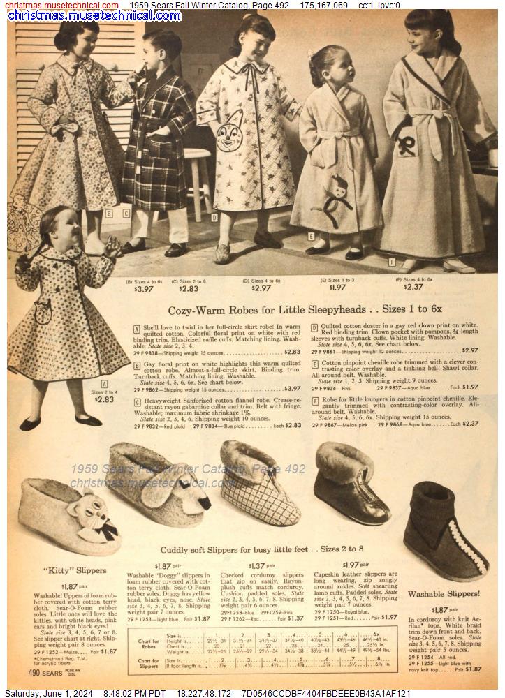 1959 Sears Fall Winter Catalog, Page 492