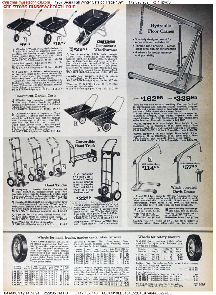 1967 Sears Fall Winter Catalog, Page 1091