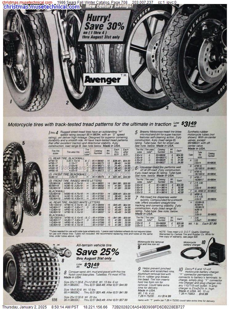 1986 Sears Fall Winter Catalog, Page 708