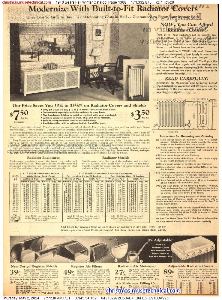 1940 Sears Fall Winter Catalog, Page 1308