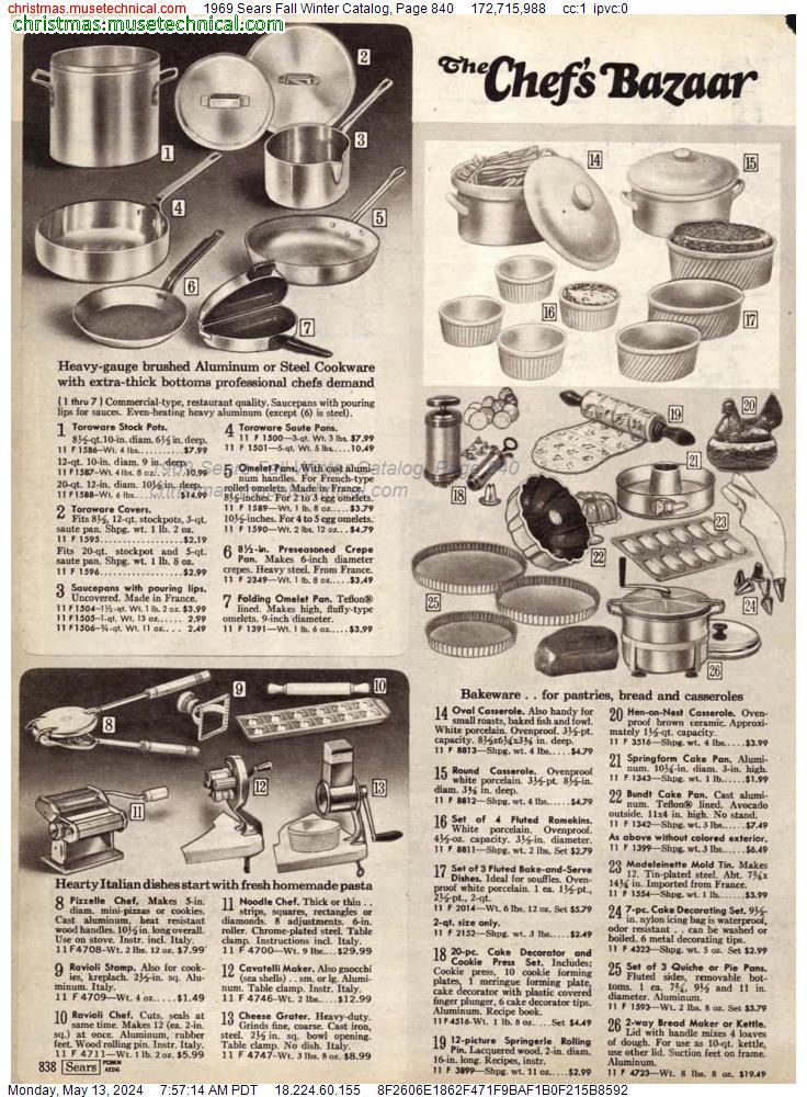 1969 Sears Fall Winter Catalog, Page 840