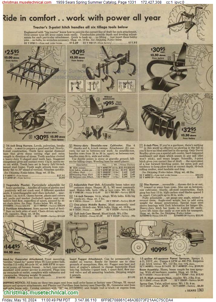 1959 Sears Spring Summer Catalog, Page 1331