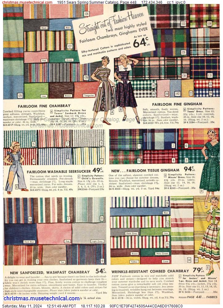 1951 Sears Spring Summer Catalog, Page 448