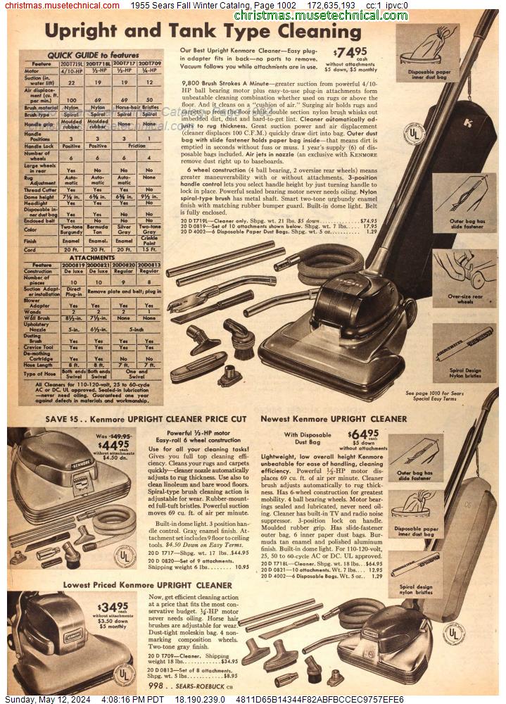 1955 Sears Fall Winter Catalog, Page 1002