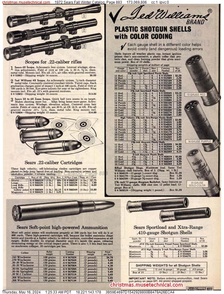 1972 Sears Fall Winter Catalog, Page 883