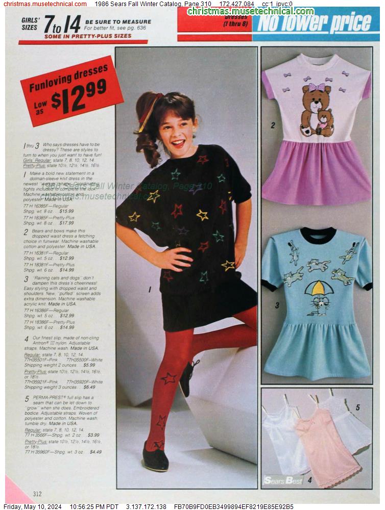 1986 Sears Fall Winter Catalog, Page 310