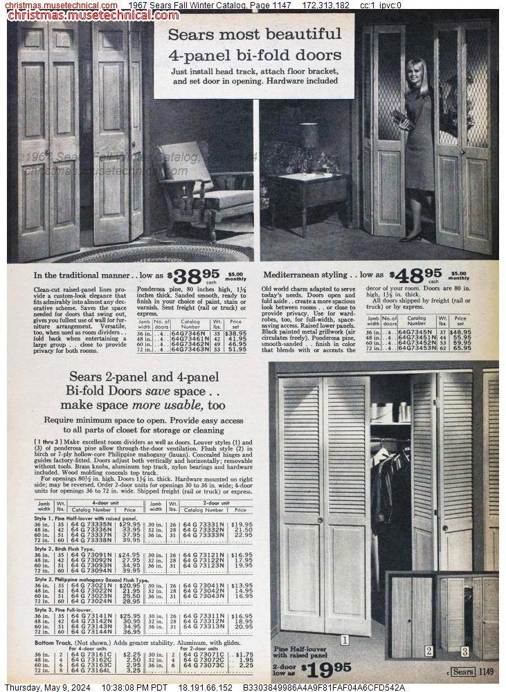 1967 Sears Fall Winter Catalog, Page 1147
