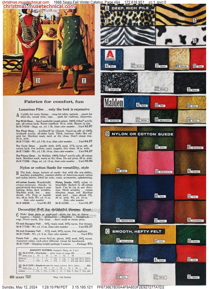 1966 Sears Fall Winter Catalog, Page 484