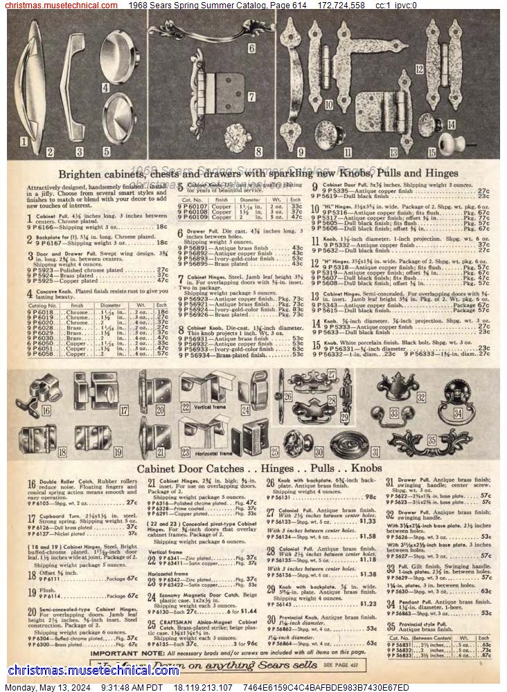 1968 Sears Spring Summer Catalog, Page 614