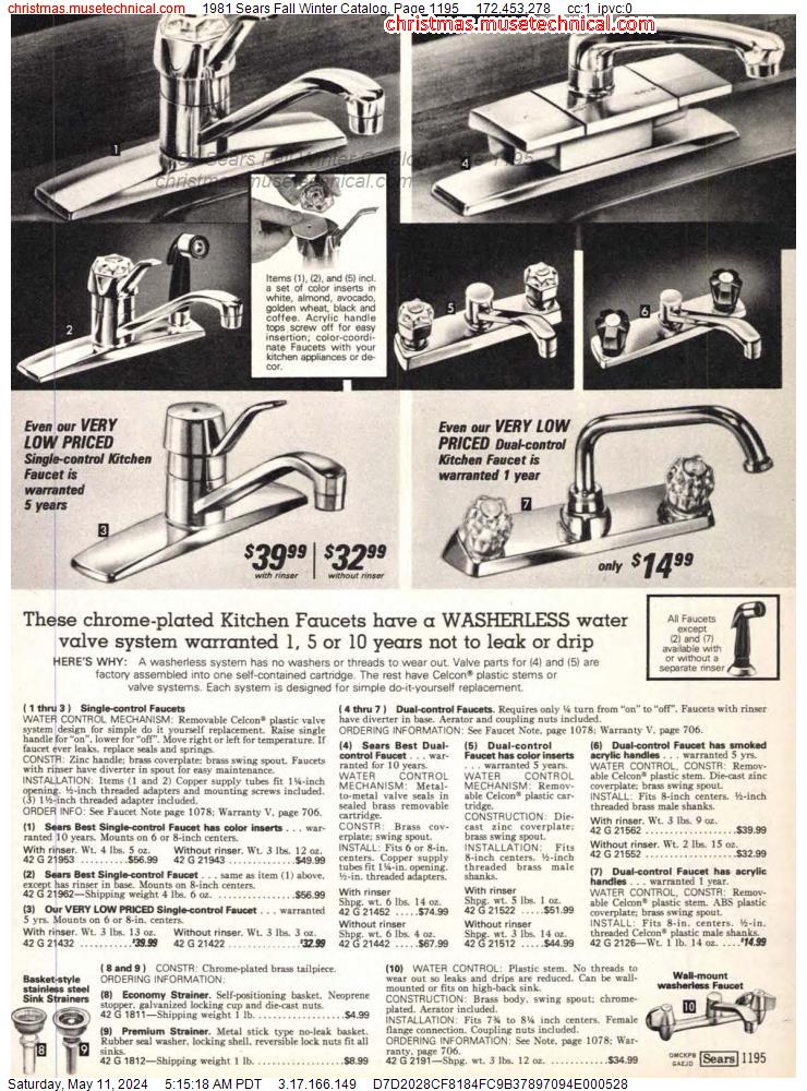 1981 Sears Fall Winter Catalog, Page 1195