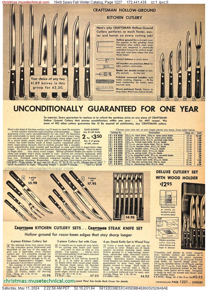 1949 Sears Fall Winter Catalog, Page 1227
