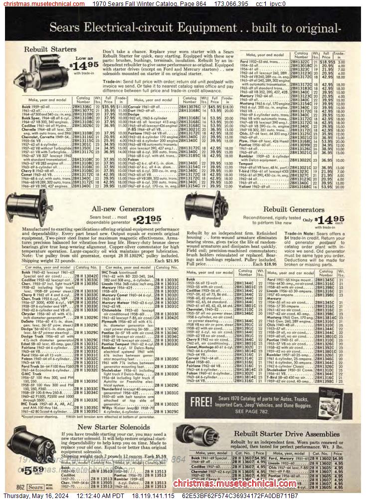 1970 Sears Fall Winter Catalog, Page 864