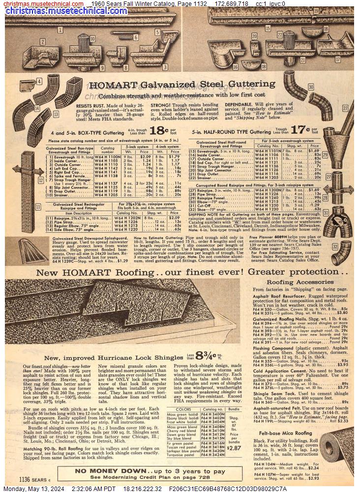 1960 Sears Fall Winter Catalog, Page 1132