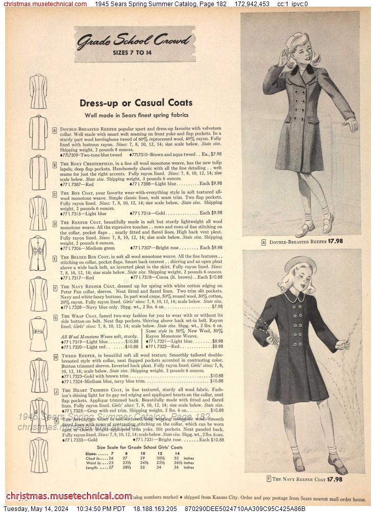 1945 Sears Spring Summer Catalog, Page 182