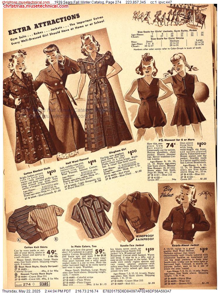 1939 Sears Fall Winter Catalog, Page 274