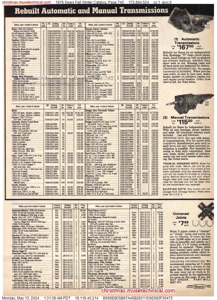 1976 Sears Fall Winter Catalog, Page 745