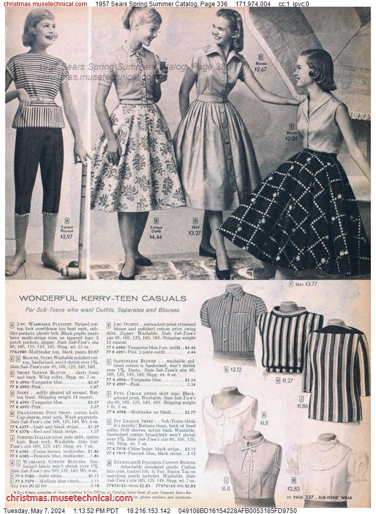 1957 Sears Spring Summer Catalog, Page 336