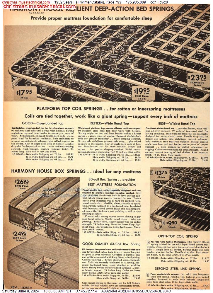 1952 Sears Fall Winter Catalog, Page 793