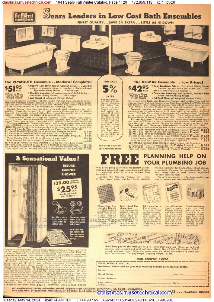 1941 Sears Fall Winter Catalog, Page 1420
