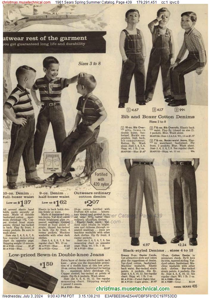 1961 Sears Spring Summer Catalog, Page 439