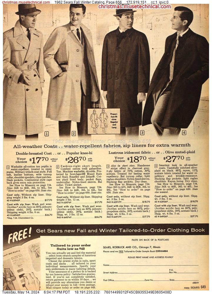1962 Sears Fall Winter Catalog, Page 656
