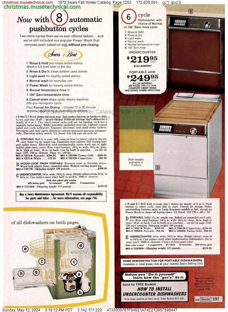 1972 Sears Fall Winter Catalog, Page 1253
