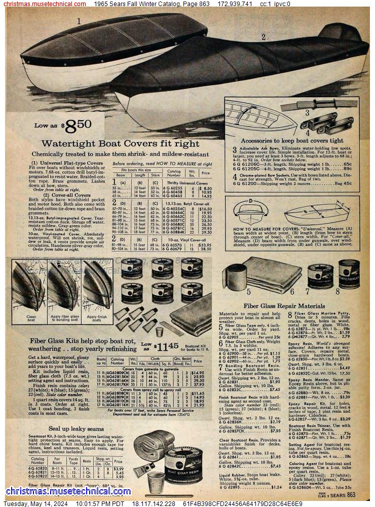 1965 Sears Fall Winter Catalog, Page 863