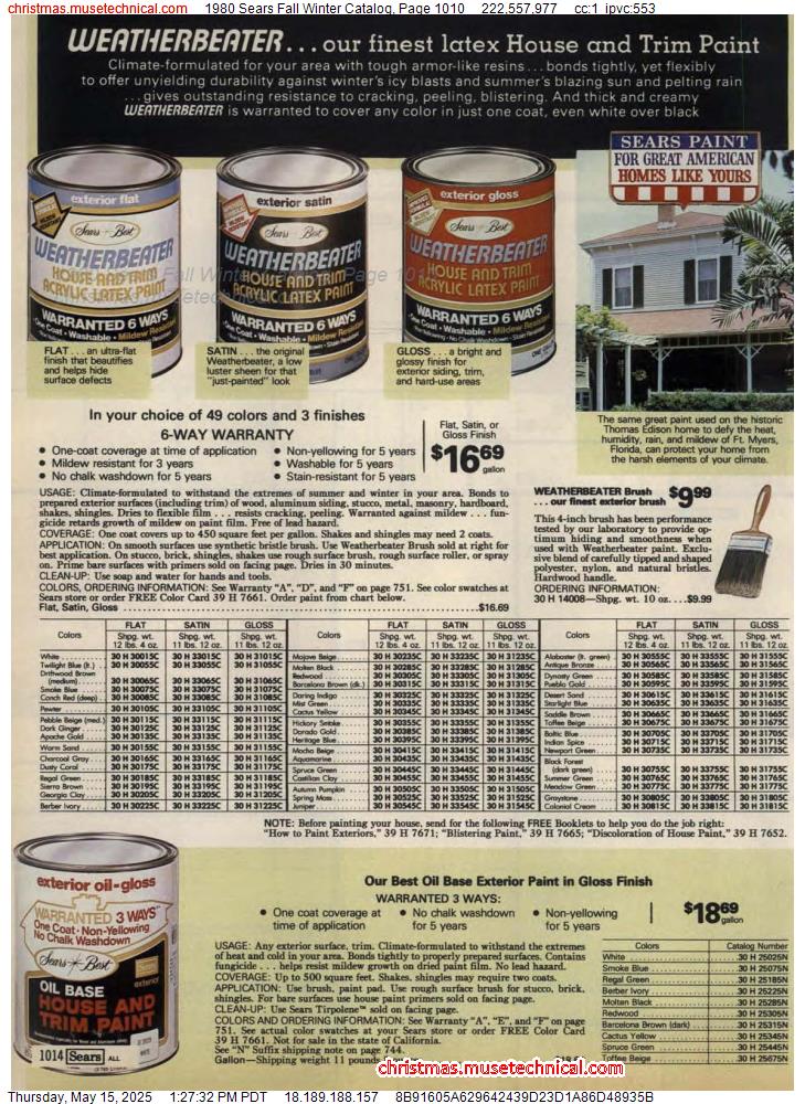1980 Sears Fall Winter Catalog, Page 1010