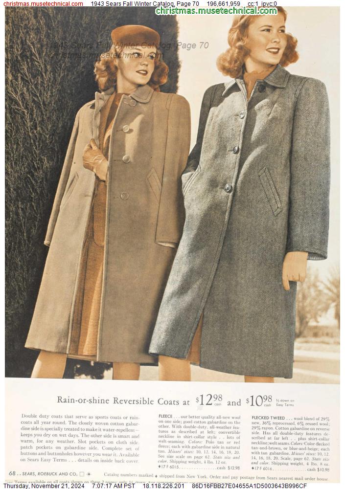 1943 Sears Fall Winter Catalog, Page 70