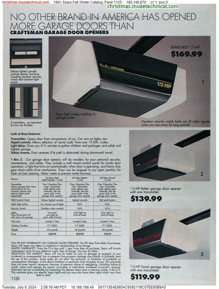1991 Sears Fall Winter Catalog, Page 1135