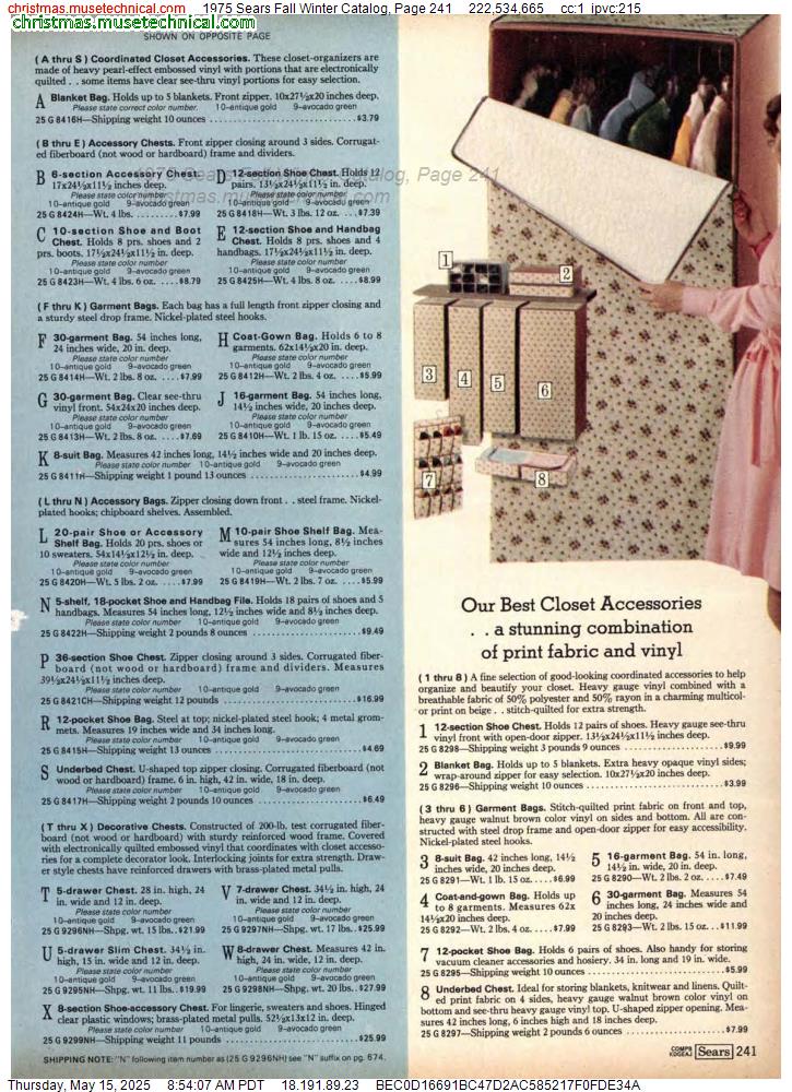 1975 Sears Fall Winter Catalog, Page 241