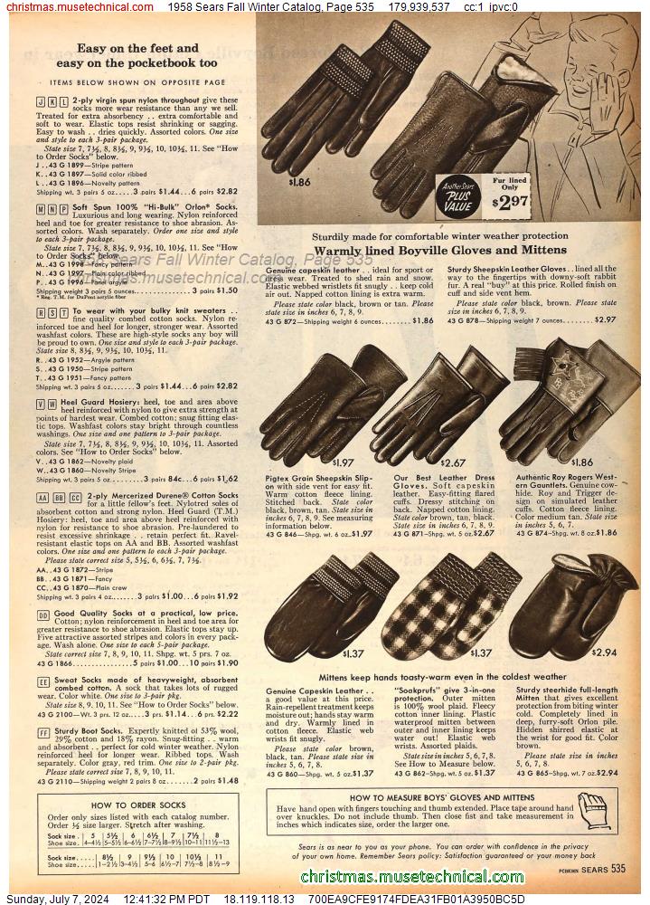 1958 Sears Fall Winter Catalog, Page 535