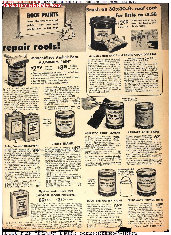 1952 Sears Fall Winter Catalog, Page 1279