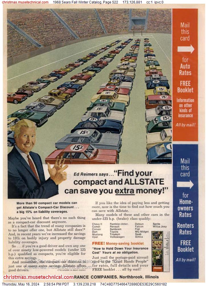 1968 Sears Fall Winter Catalog, Page 522