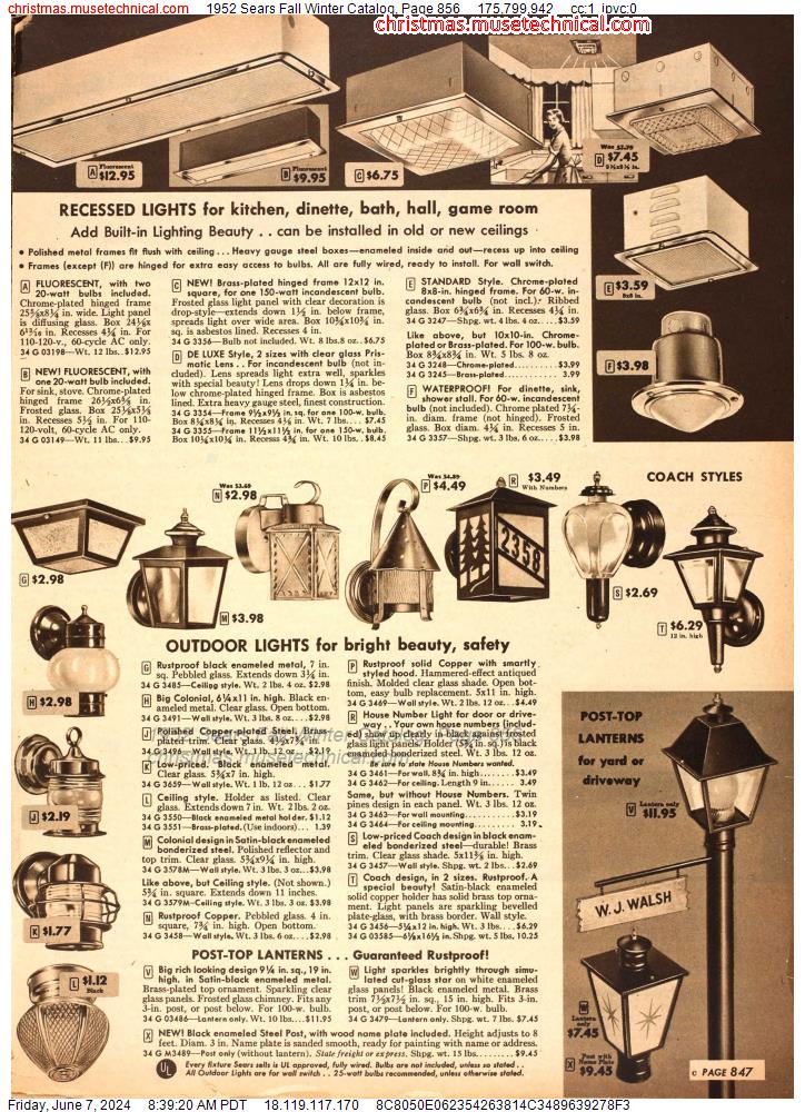 1952 Sears Fall Winter Catalog, Page 856